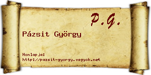 Pázsit György névjegykártya